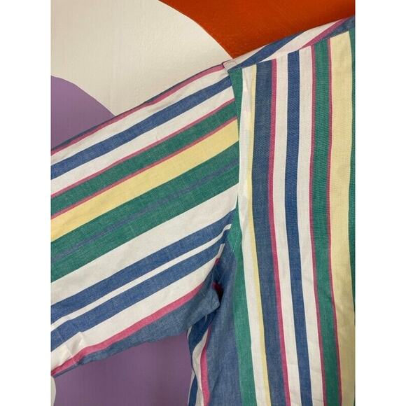 VTG Ralph Lauren Button Up Shirt Men's Large Vertical Stripe Retro University - Picture 7 of 9